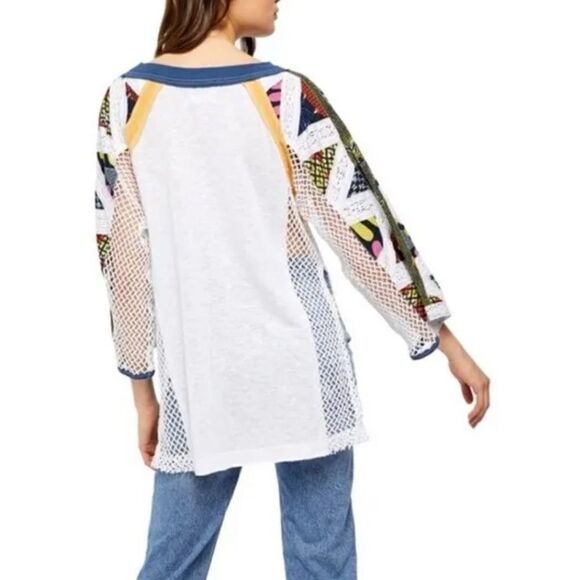 NWT Free People We the Free Serengeti Mixed Media Top - Picture 4 of 13
